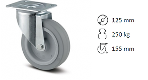 Rueda Tente 3470UFR125P62 GRIS